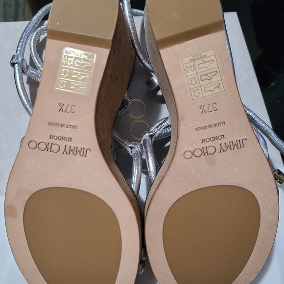 Brand NEW Silver Jimmy Choo Wedge Lace-Up Sandals - Picture 2 of 5